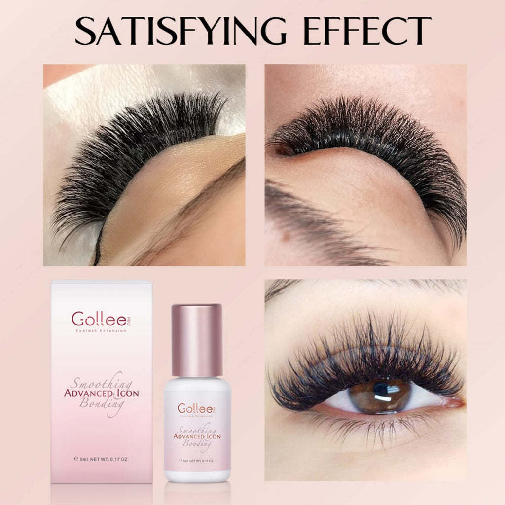 GOLLEEPRO Transparent Lash Glue – 1–2s Fast-Drying Eyelash Extension Adhesive | Clear Pink, 0.17 fl oz (5 ml) | Professional Use Only