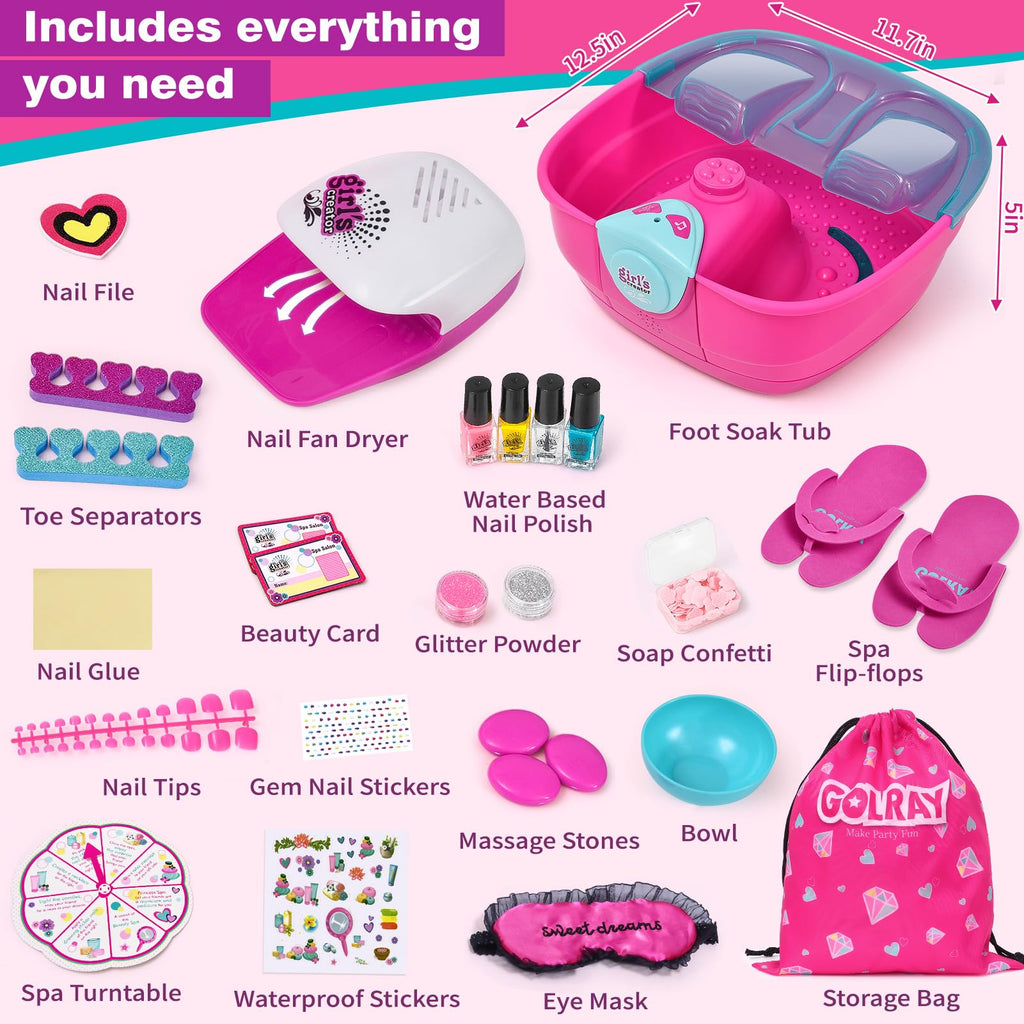 Golray Kid Foot Spa & Nail Kit – Fun At-Home Spa Set for Girls Aged 5–12
