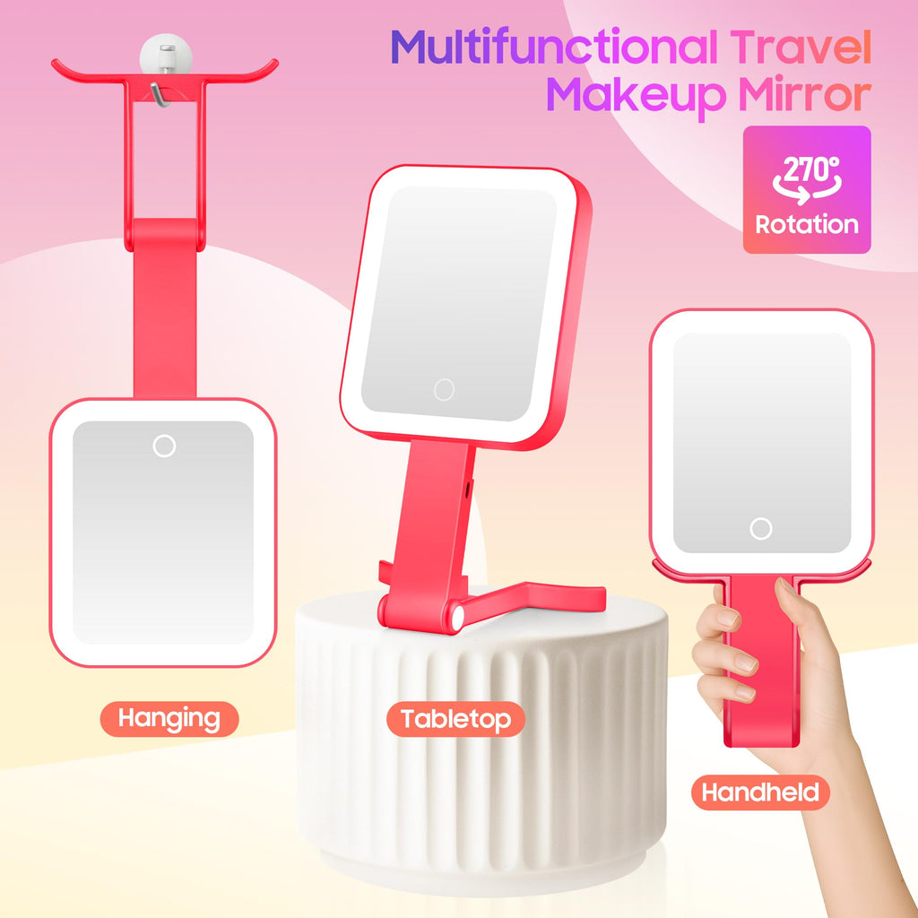 GOMIPURU Magnifying Travel Mirror with Light – 30X/1X, Foldable & Portable