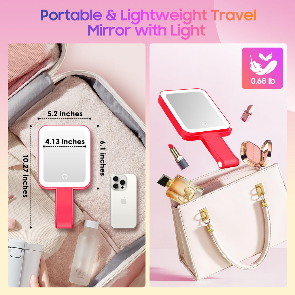 GOMIPURU Magnifying Travel Mirror with Light – 30X/1X, Foldable & Portable