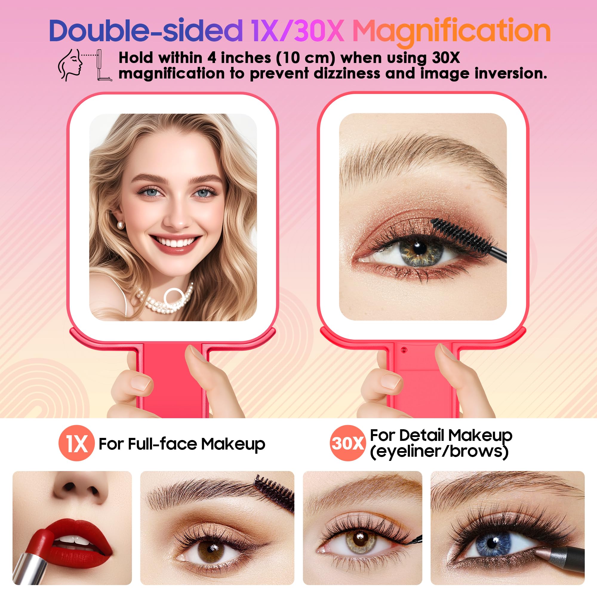 GOMIPURU Magnifying Travel Mirror with Light – 30X/1X, Foldable & Portable