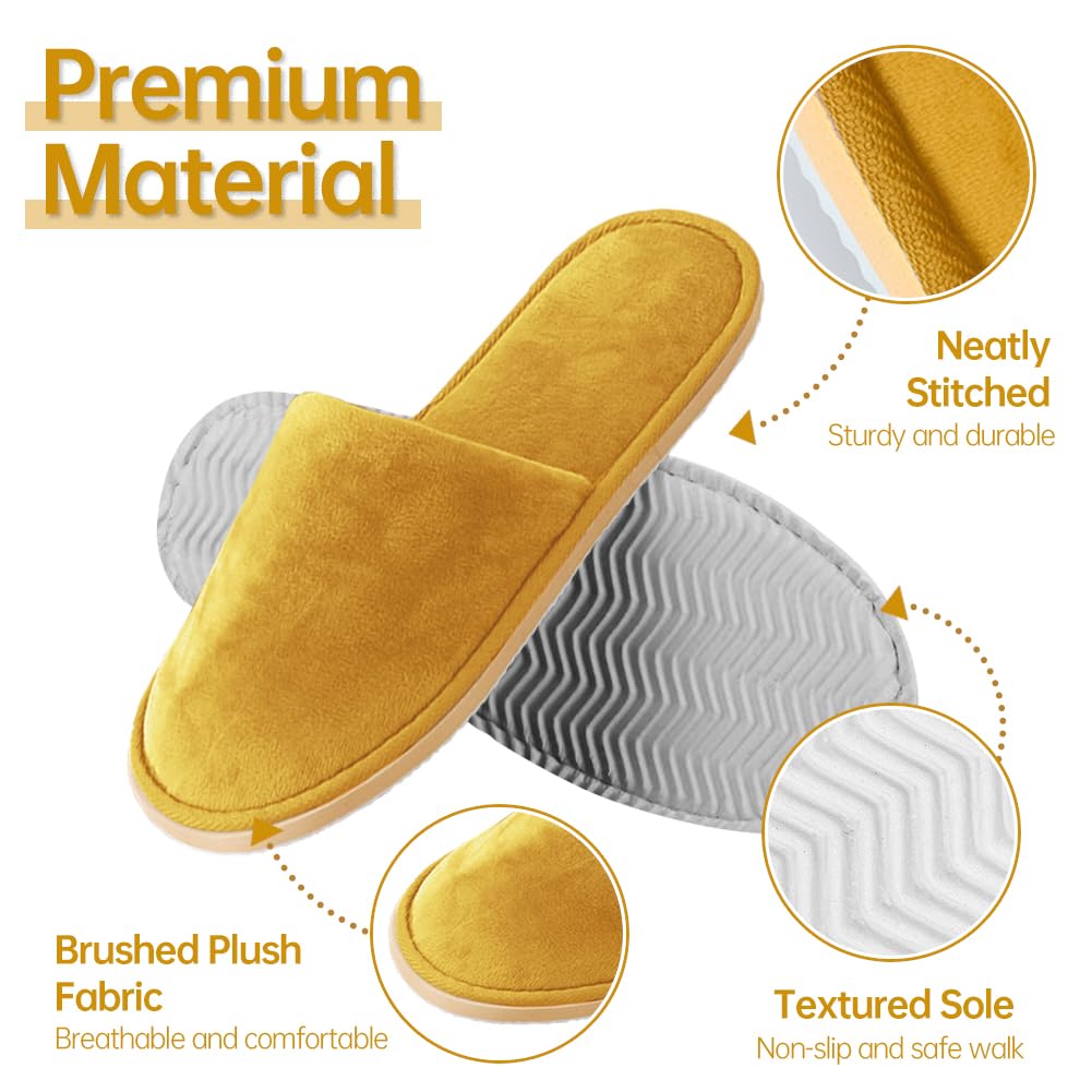 GONG GONG 6 Pairs Non Slip Disposable Slippers – Closed Toe Crystal Velvet, Washable & Reusable