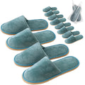 GONG GONG 6 Pairs Non Slip Disposable Slippers – Crystal Velvet, Closed Toe, Washable & Reusable (Blue, Adults)