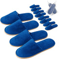 GONG GONG 6 Pairs Non Slip Disposable Slippers – Crystal Velvet, Washable & Reusable (Royal Blue)