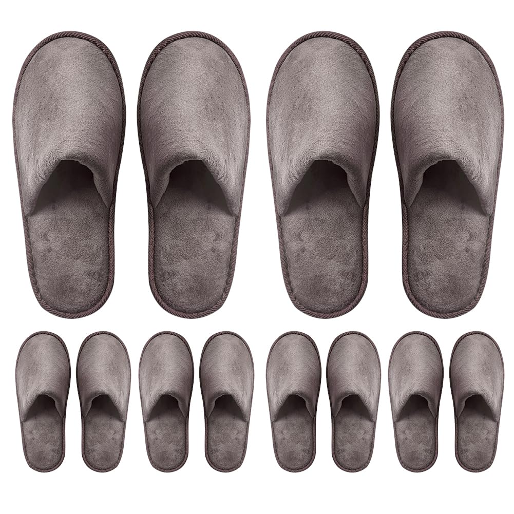 GONG GONG 6 Pairs Non-Slip Disposable Slippers | Crystal Velvet, Washable & Reusable