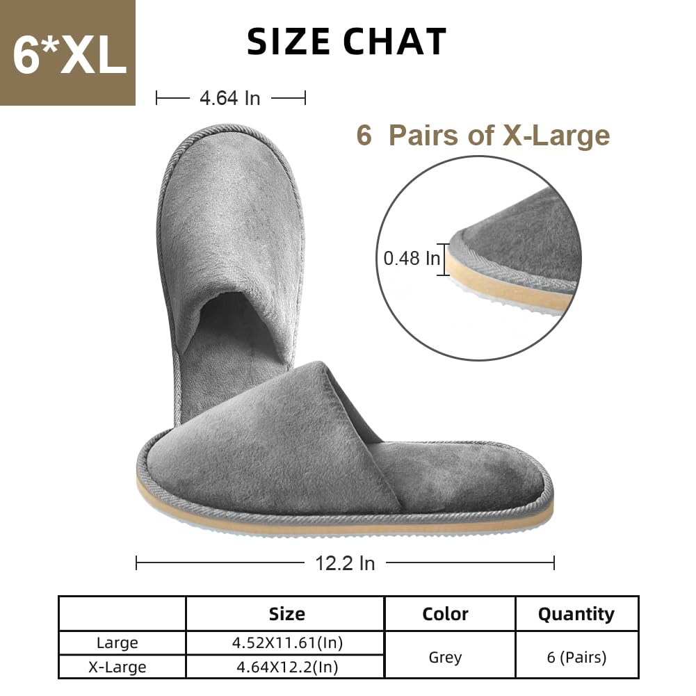 GONG GONG 6-12 Pairs Non-Slip Disposable Slippers – Washable Crystal Velvet Guest Slippers