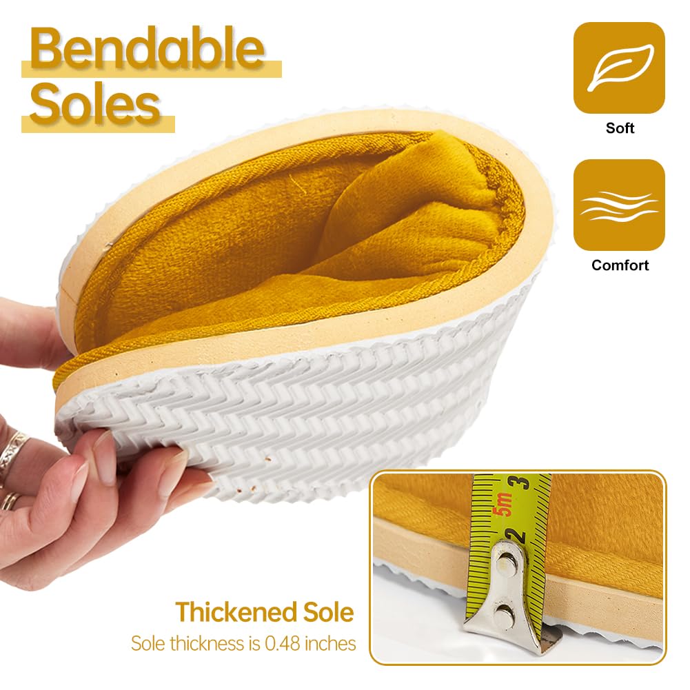GONG GONG 6 Pairs Non Slip Disposable Slippers – Closed Toe Crystal Velvet, Washable & Reusable
