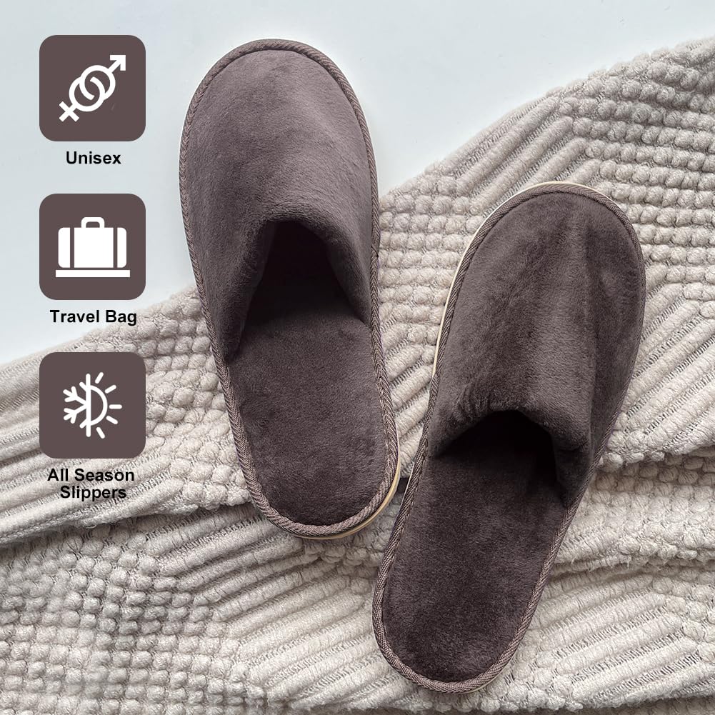 GONG GONG 6 Pairs Non-Slip Disposable Slippers | Crystal Velvet, Washable & Reusable