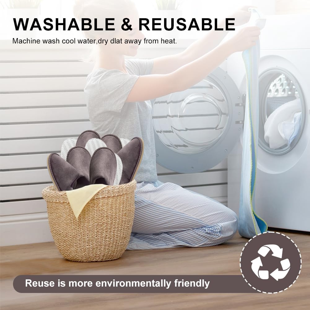 GONG GONG 6 Pairs Non-Slip Disposable Slippers | Crystal Velvet, Washable & Reusable