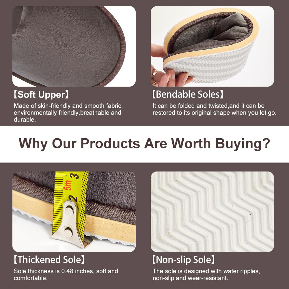 GONG GONG 6 Pairs Non-Slip Disposable Slippers | Crystal Velvet, Washable & Reusable