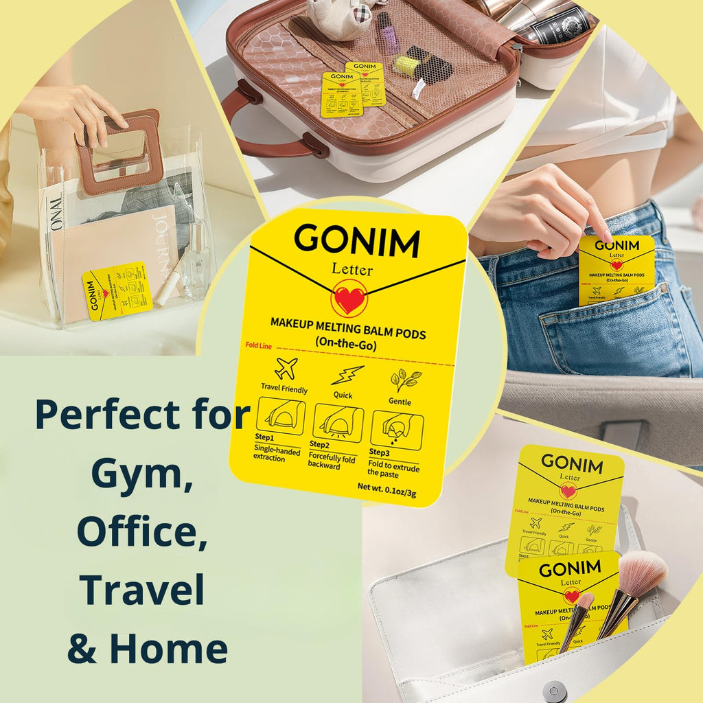 GONIM Cleansing Balm Makeup Remover – Travel-Size Hydrating Facial Cleanser On-The-Go (3 g x 15 pods)