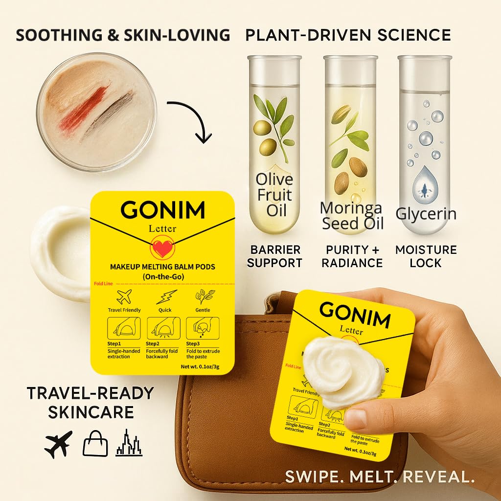GONIM Cleansing Balm Makeup Remover – Travel-Size Hydrating Facial Cleanser On-The-Go (3 g x 15 pods)