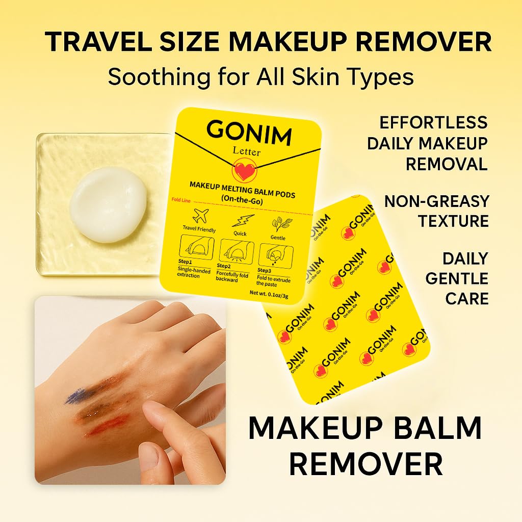 GONIM Cleansing Balm Makeup Remover – Travel-Size Hydrating Facial Cleanser On-The-Go (3 g x 15 pods)