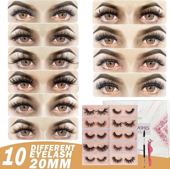 GOO GOO 3D Mink Eyelashes 16-25mm | Real Siberian Mink, Reusable 10 Pairs