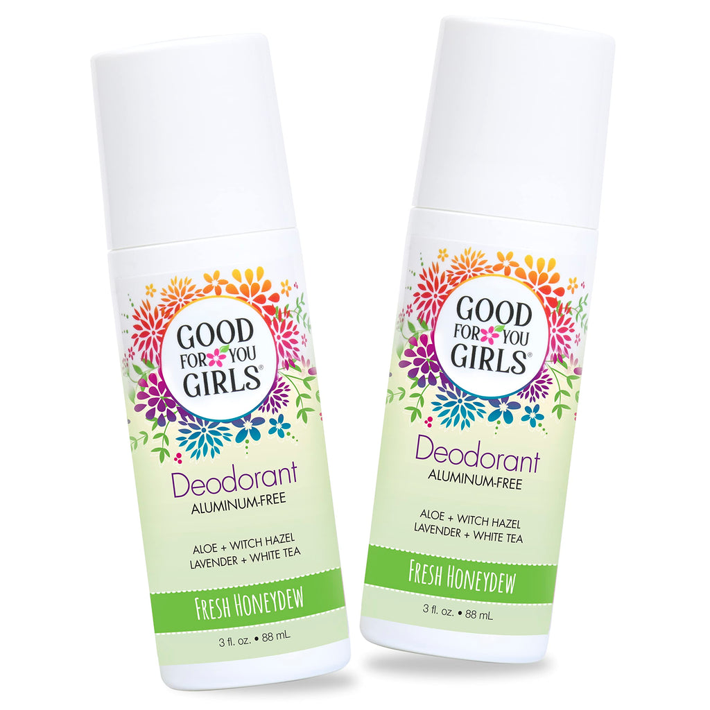 Good For You Girls Aluminum-Free Natural Deodorant for Kids & Teens – Fresh Honeydew, Clear Roll-On, Vegan, Made in USA | 3 oz (Pack of 2)