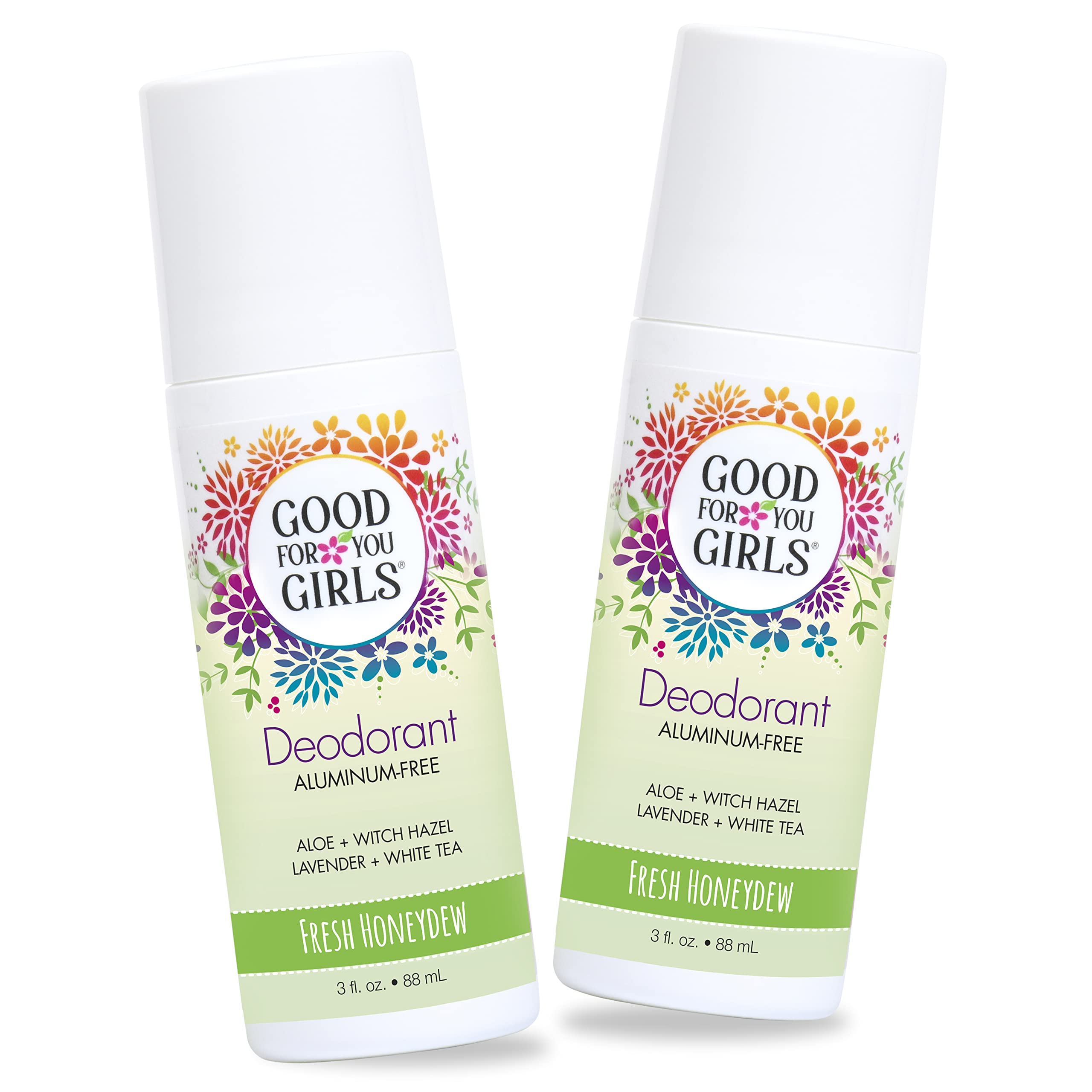 Good For You Girls Aluminum-Free Natural Deodorant for Kids & Teens – Fresh Honeydew, Clear Roll-On, Vegan, Made in USA | 3 oz (Pack of 2)