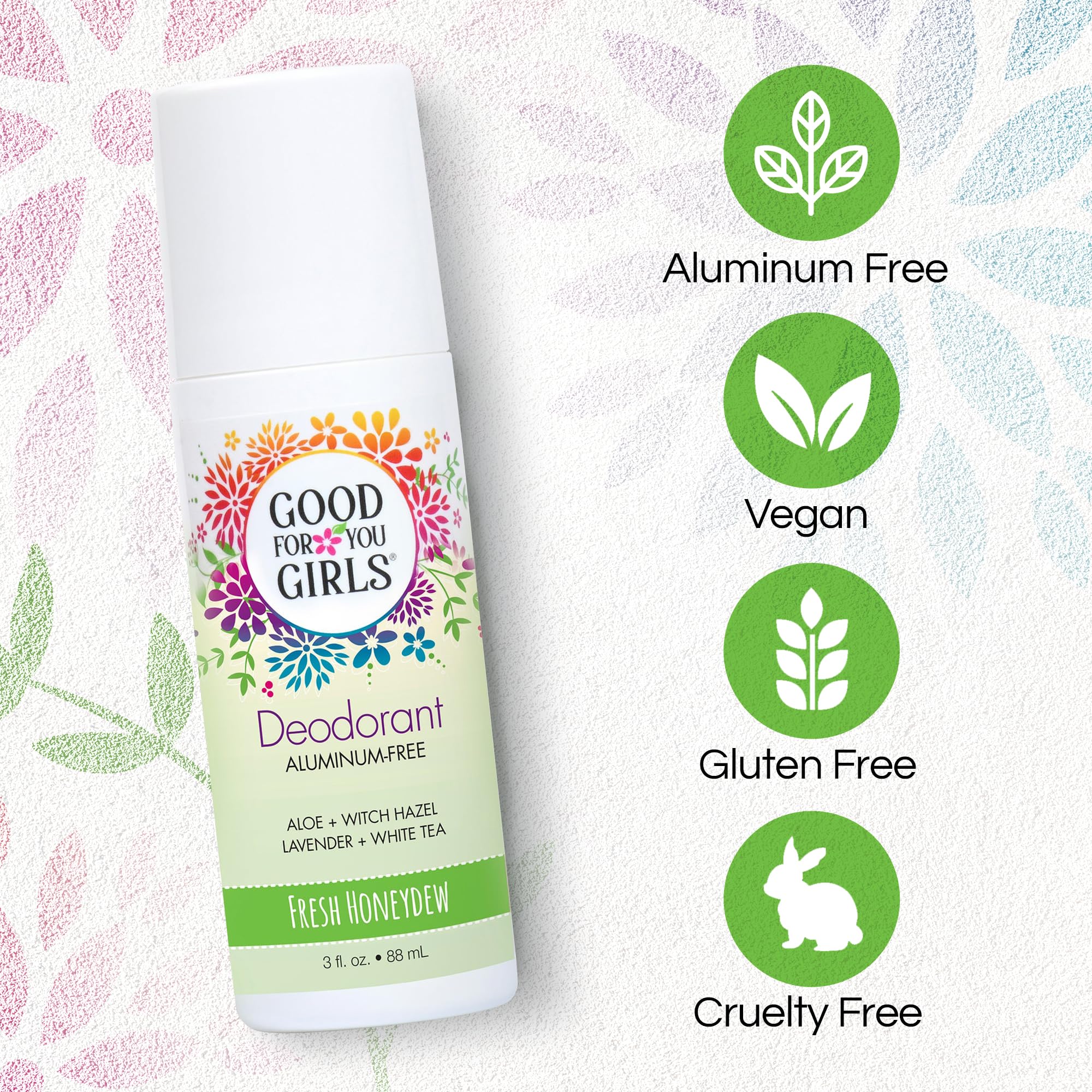 Good For You Girls Aluminum-Free Natural Deodorant for Kids & Teens – Fresh Honeydew, Clear Roll-On, Vegan, Made in USA | 3 oz (Pack of 2)