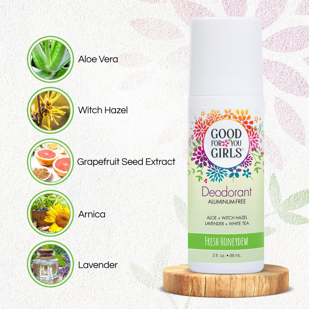 Good For You Girls Aluminum-Free Natural Deodorant for Kids & Teens – Fresh Honeydew, Clear Roll-On, Vegan, Made in USA | 3 oz (Pack of 2)