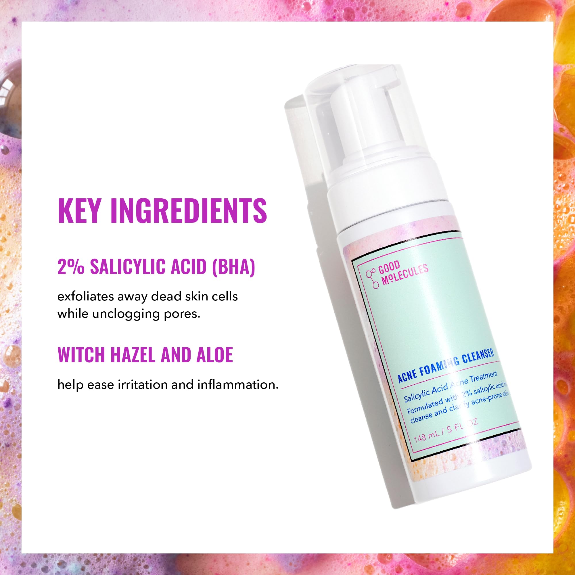 Good Molecules Acne Foaming Cleanser – 2% Salicylic Acid Foam Cleanser for Clearer Skin