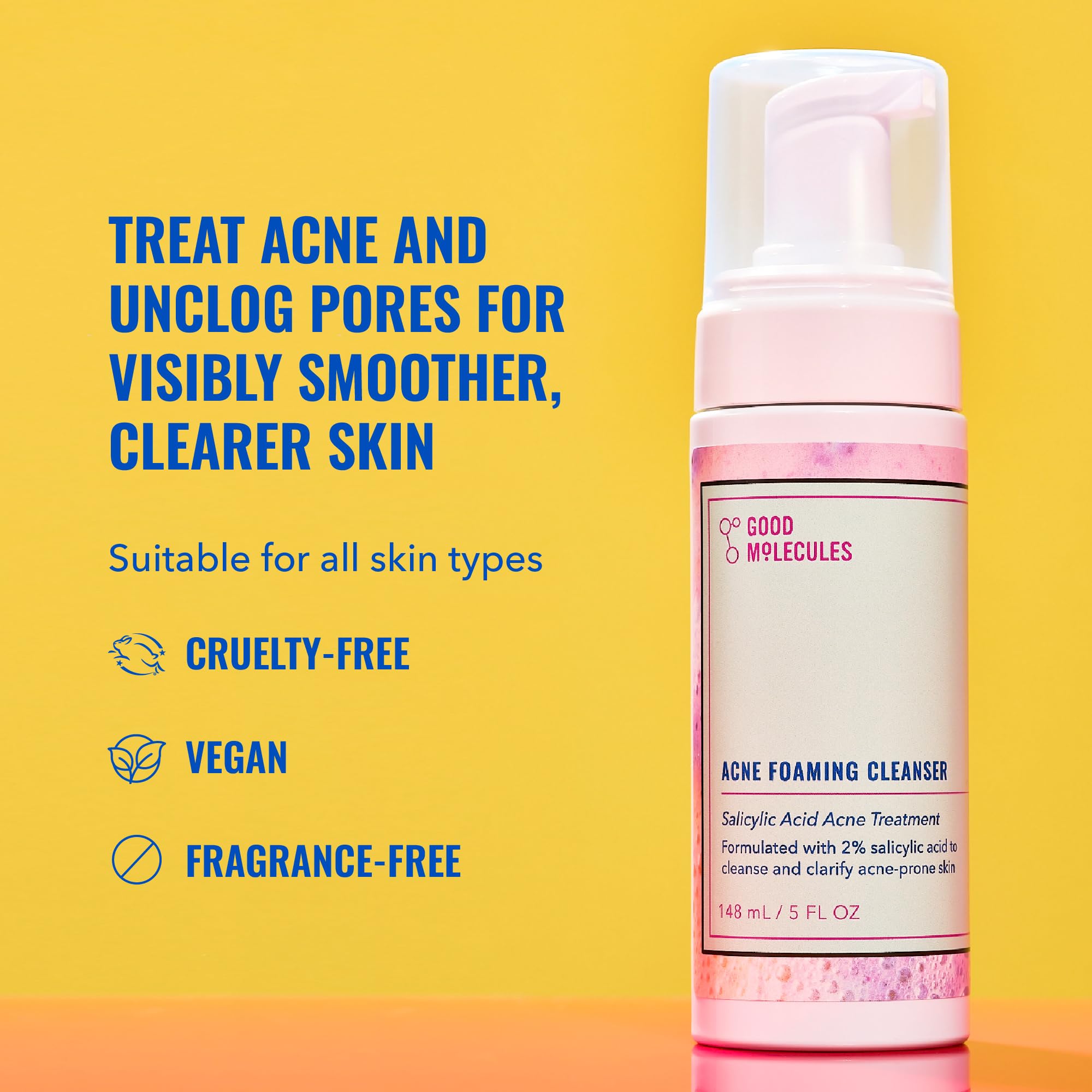 Good Molecules Acne Foaming Cleanser – 2% Salicylic Acid Foam Cleanser for Clearer Skin