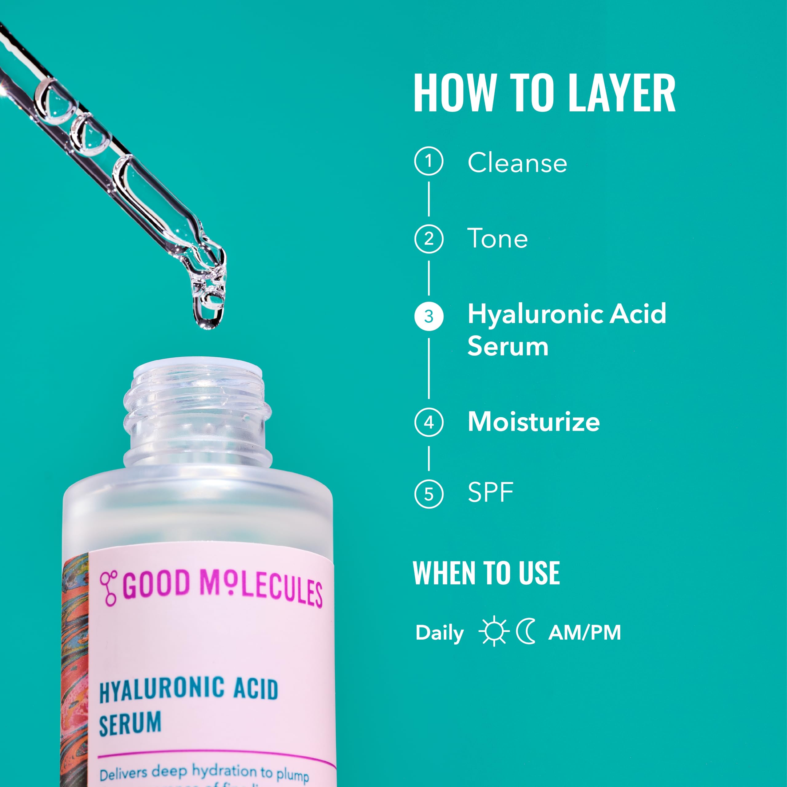Good Molecules Hyaluronic Acid Serum Pack 2 – 30 ml Each | 1% Hyaluronic Acid, Non-Greasy Hydration