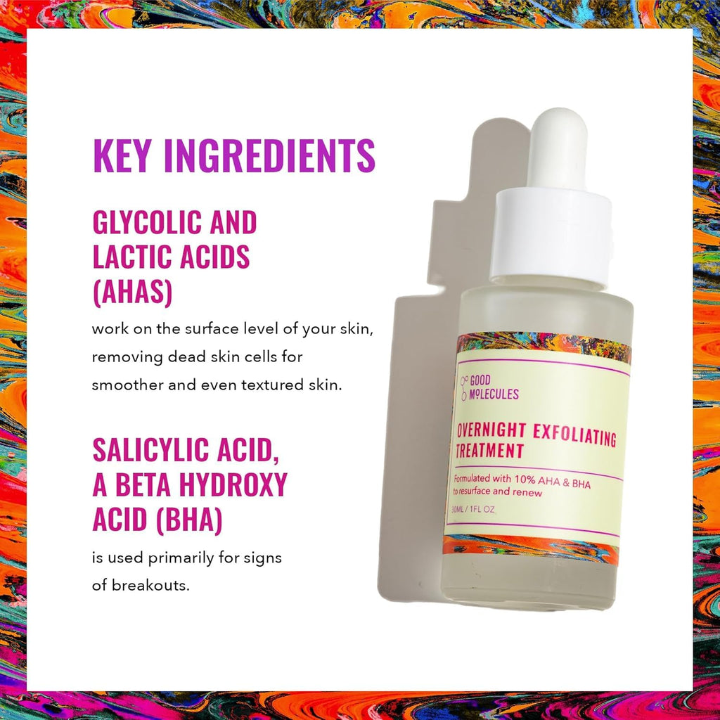 Good Molecules Overnight Exfoliating Treatment Pack 3 – AHA & BHA Exfoliator (Glycolic + Salicylic)