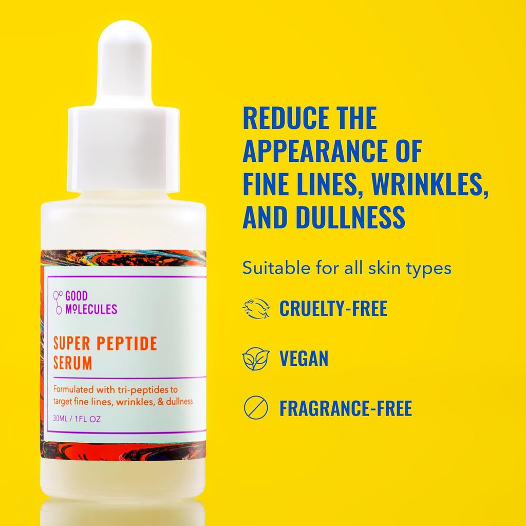 Good Molecules Super Peptide Serum Pack 2 – Lightweight, Water-Based Serum with Peptides & Copper Tripeptides | 2 × 30 ml