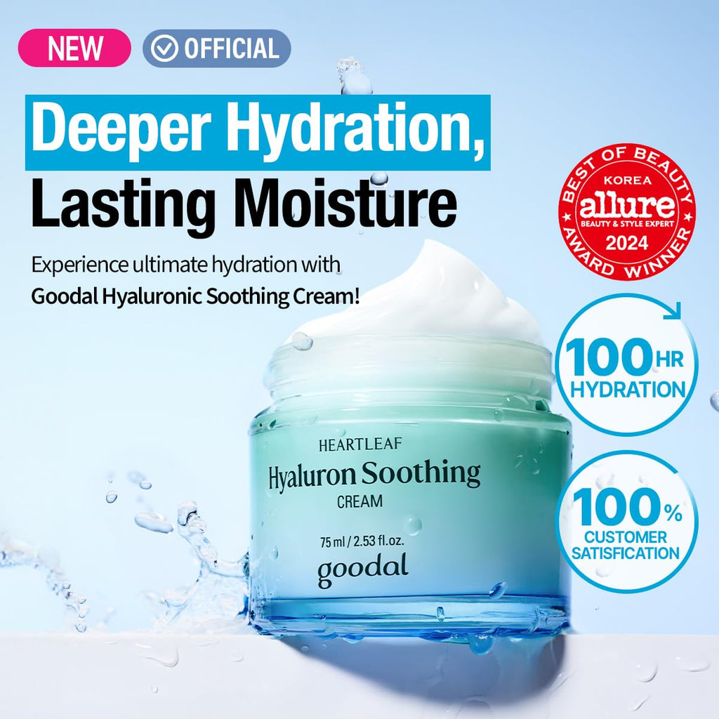 GOODAL Heartleaf Hyaluron Soothing Cream for All Skin Types | Deep Hydration & Long-Lasting Moisture