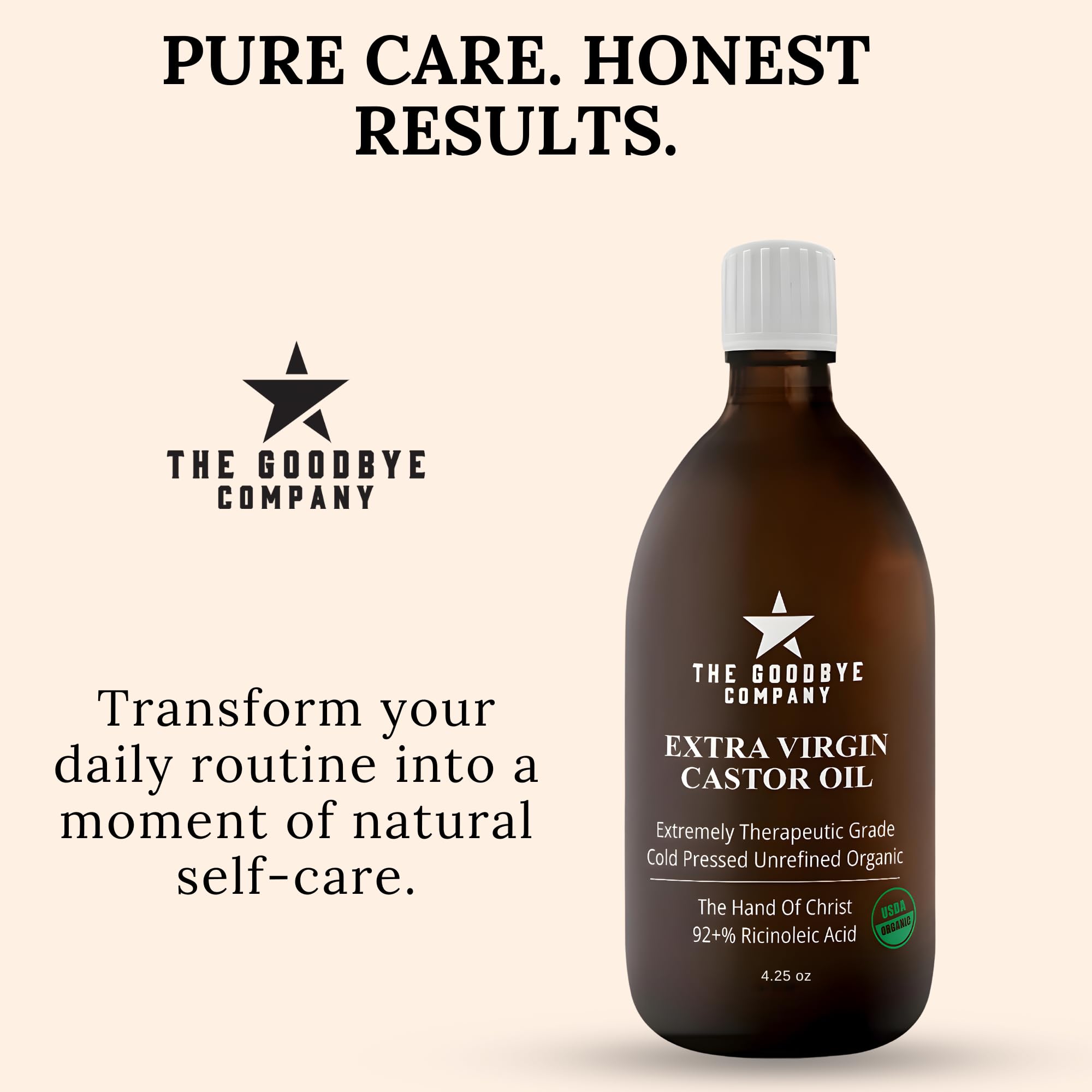 Goodbye Company USDA Organic Cold-Pressed Castor Oil – 8.5 oz Glass, Hexane-Free, Small Batch