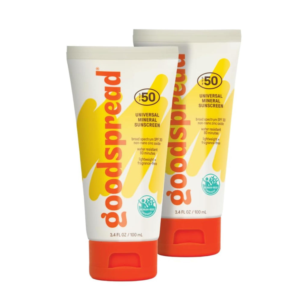 Goodspread Mineral Sunscreen SPF 50 (2-Pack) - Reef-Safe, Non-Nano Zinc Oxide, Water-Resistant, Hawaii Compliant