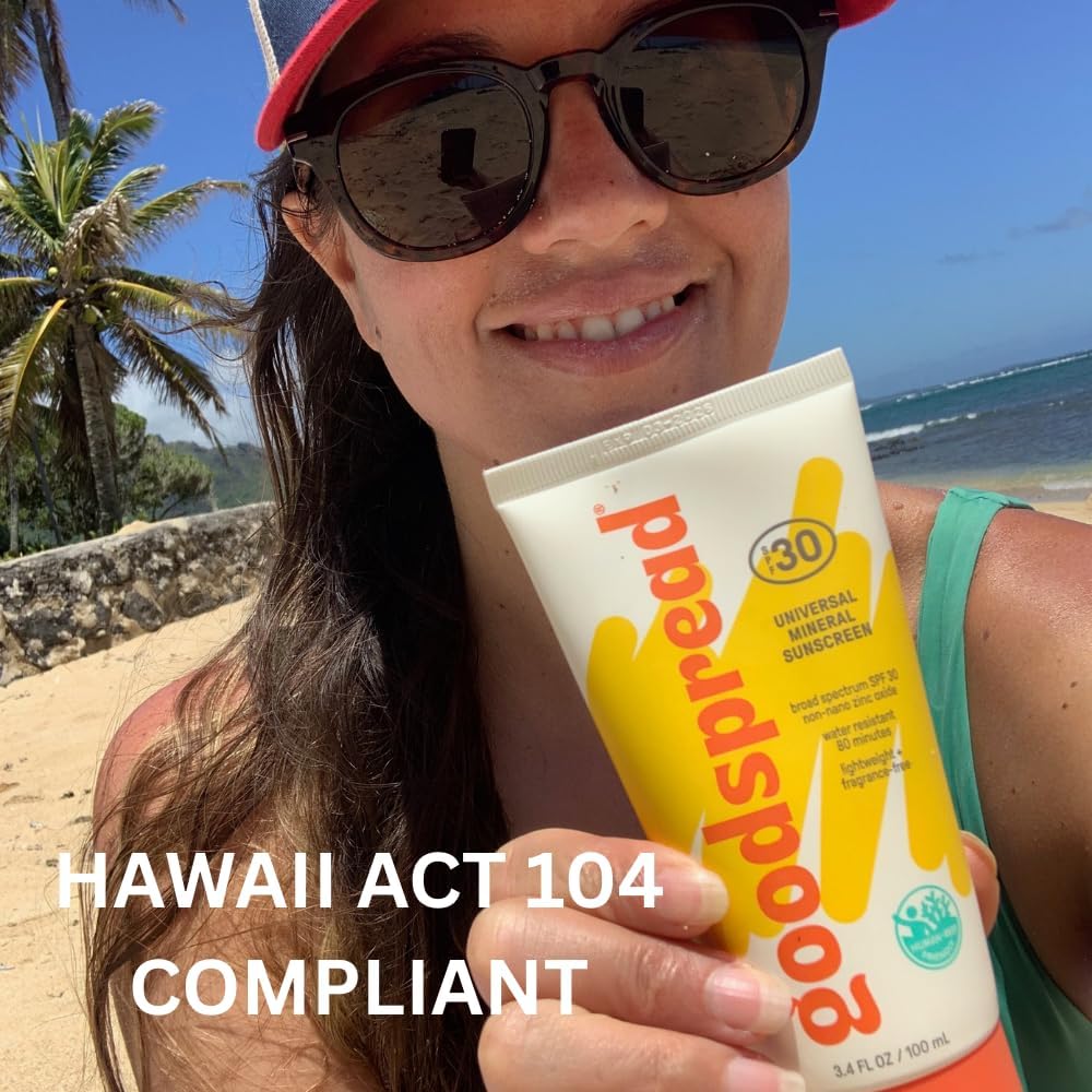 Goodspread Mineral Sunscreen SPF 50 (2-Pack) - Reef-Safe, Non-Nano Zinc Oxide, Water-Resistant, Hawaii Compliant