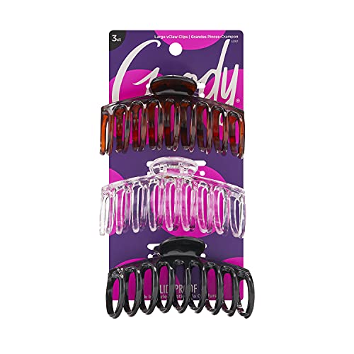 Goody Classics Claw Hair Clip Medspiral – 3 Pack, Large Contoured Claw Clips (Brown, Clear, Black)