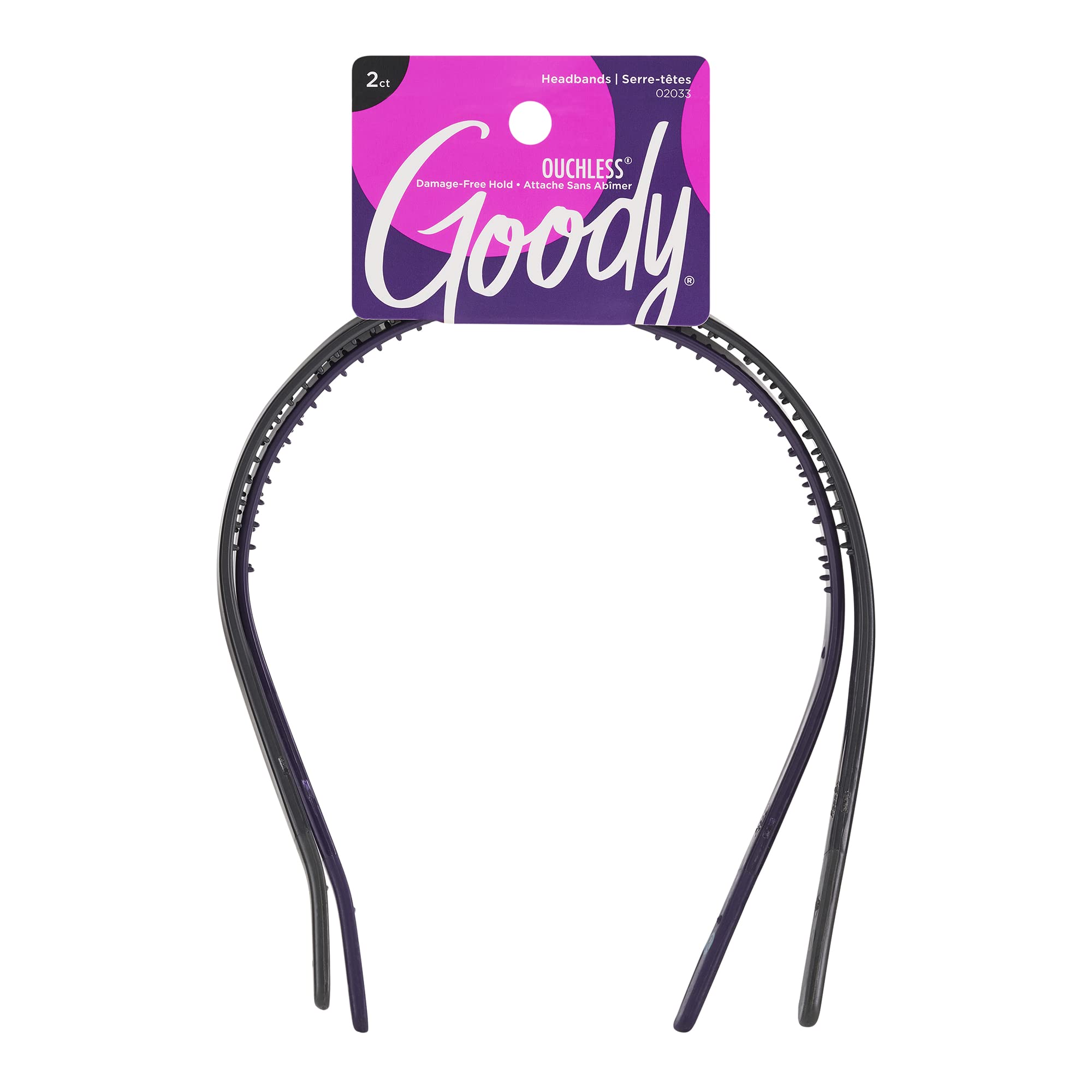 Goody Ouchless Flex Thin Headband – Pain-Free Comfort for All Hair Types, 2-Count Pack