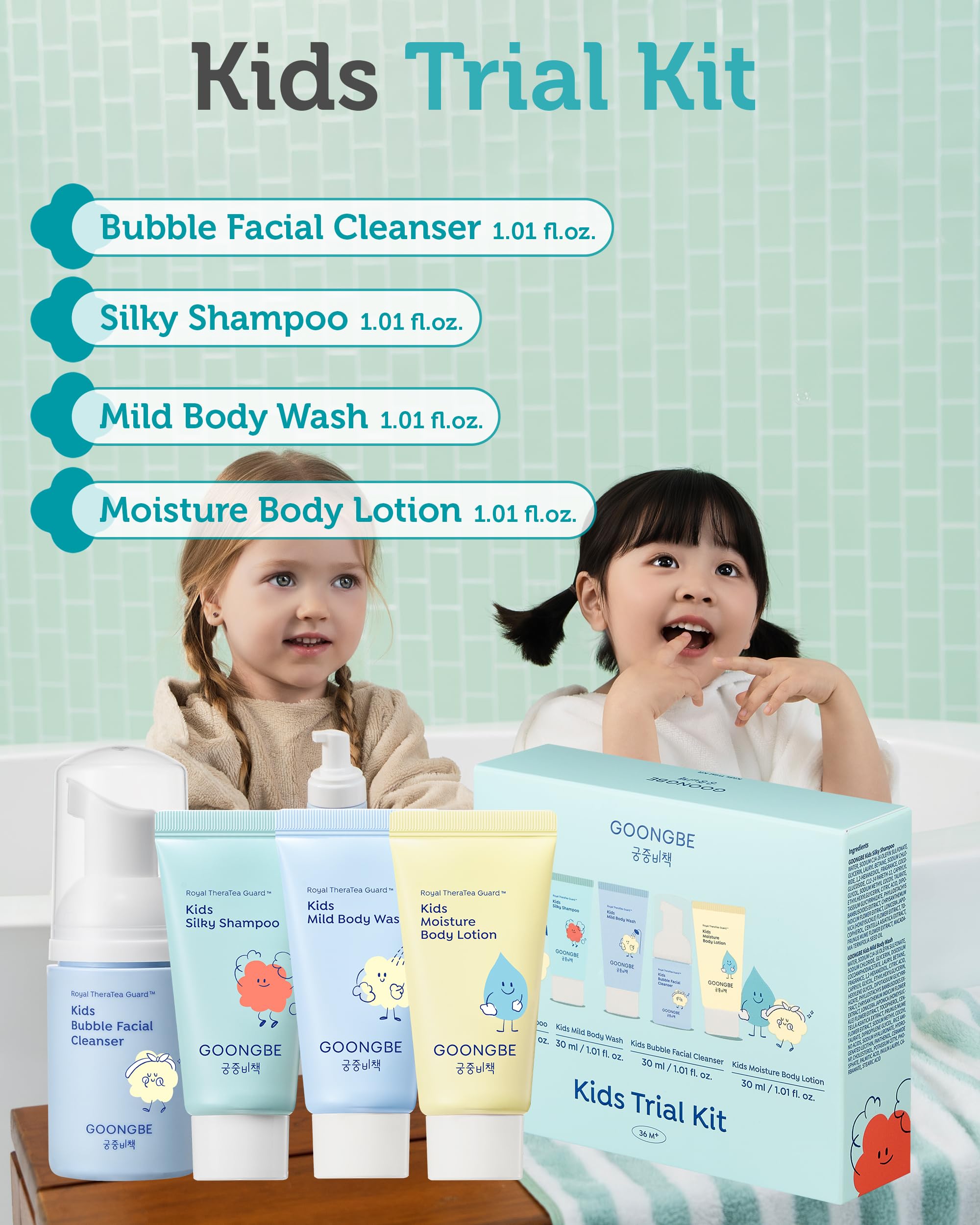 GOONGBE Kids Travel Toiletry Set – 4-in-1 TSA Carry-On Kit, 1oz Each