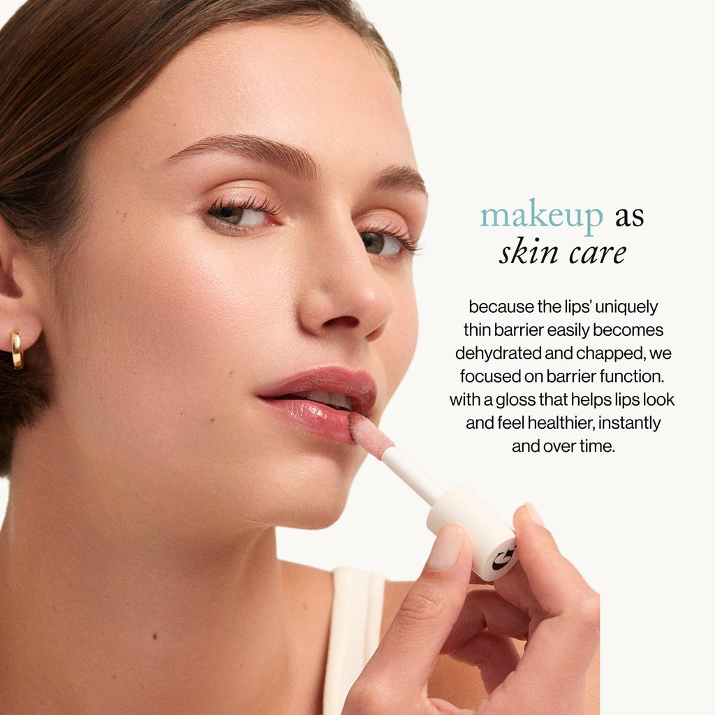 goop Beauty Hydra-Barrier Gel Gloss | Hydrating Lip Gloss with Hyaluronic Acid & Vitamin E | Glaze - Palest Clear Pink | 0.13 oz