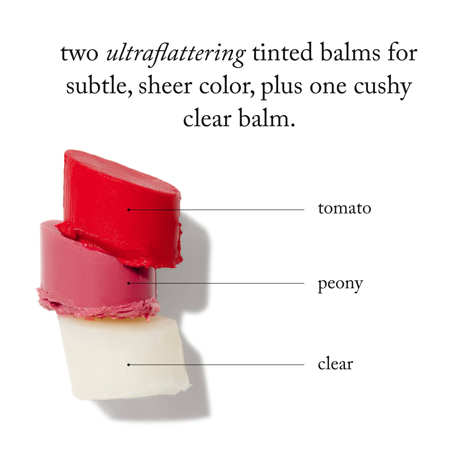 Goop Beauty Lip Balm Trio — Clean, Petroleum-Free Lip Care in Clear, Peony, Tomato | 0.16 oz Each