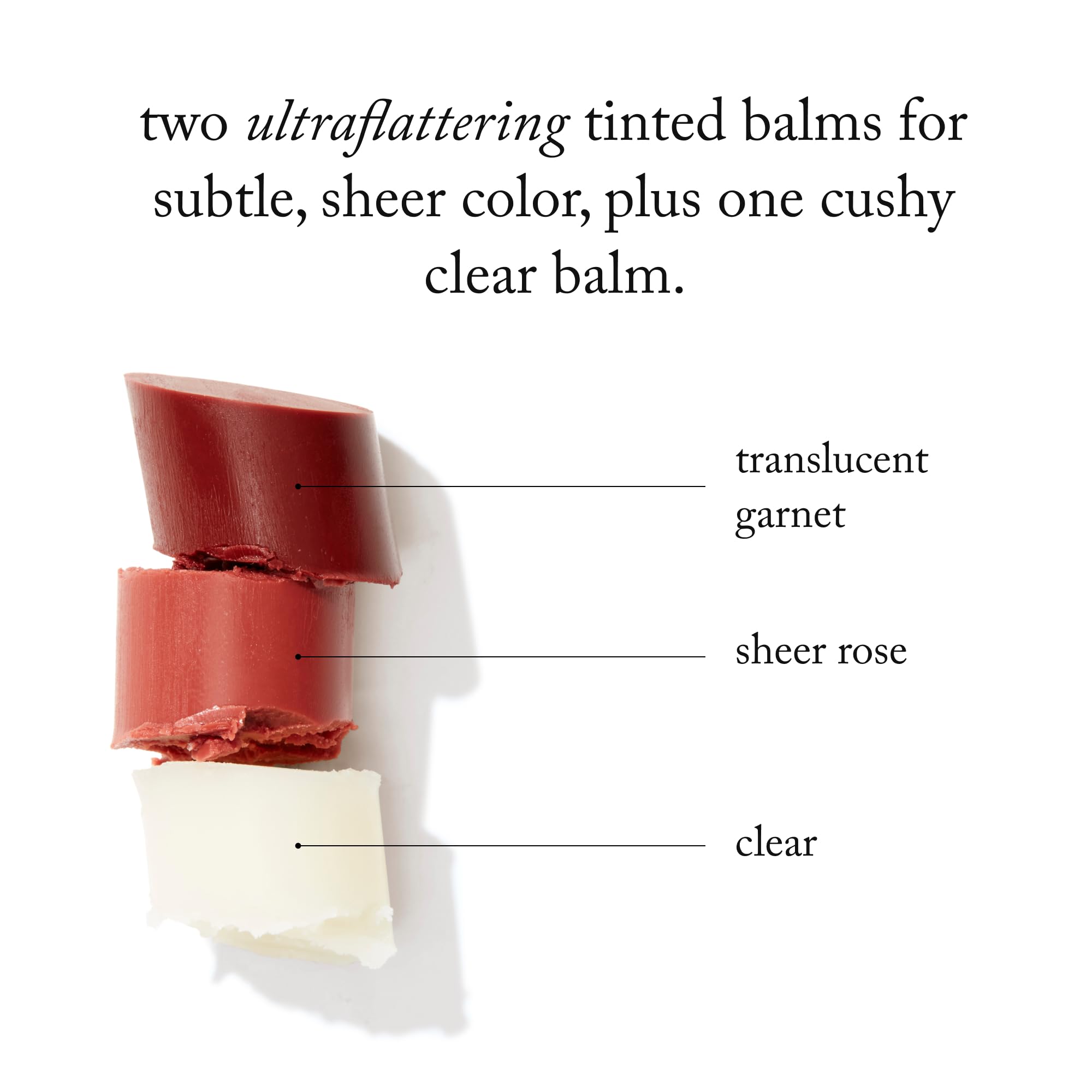 Goop Beauty Lip Balm Trio – Clean, Petroleum-Free Moisturizers in Clear, Garnet & Rose