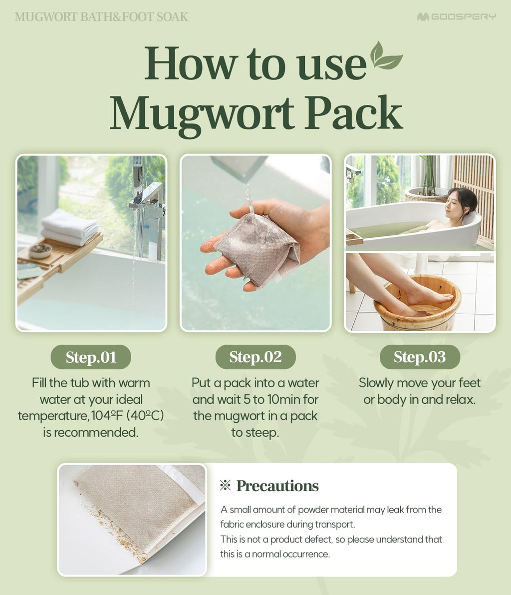 GOOSPERY Monage Korean Organic Mugwort Bath & Foot Soak (10 Pack) – Home Spa Therapy