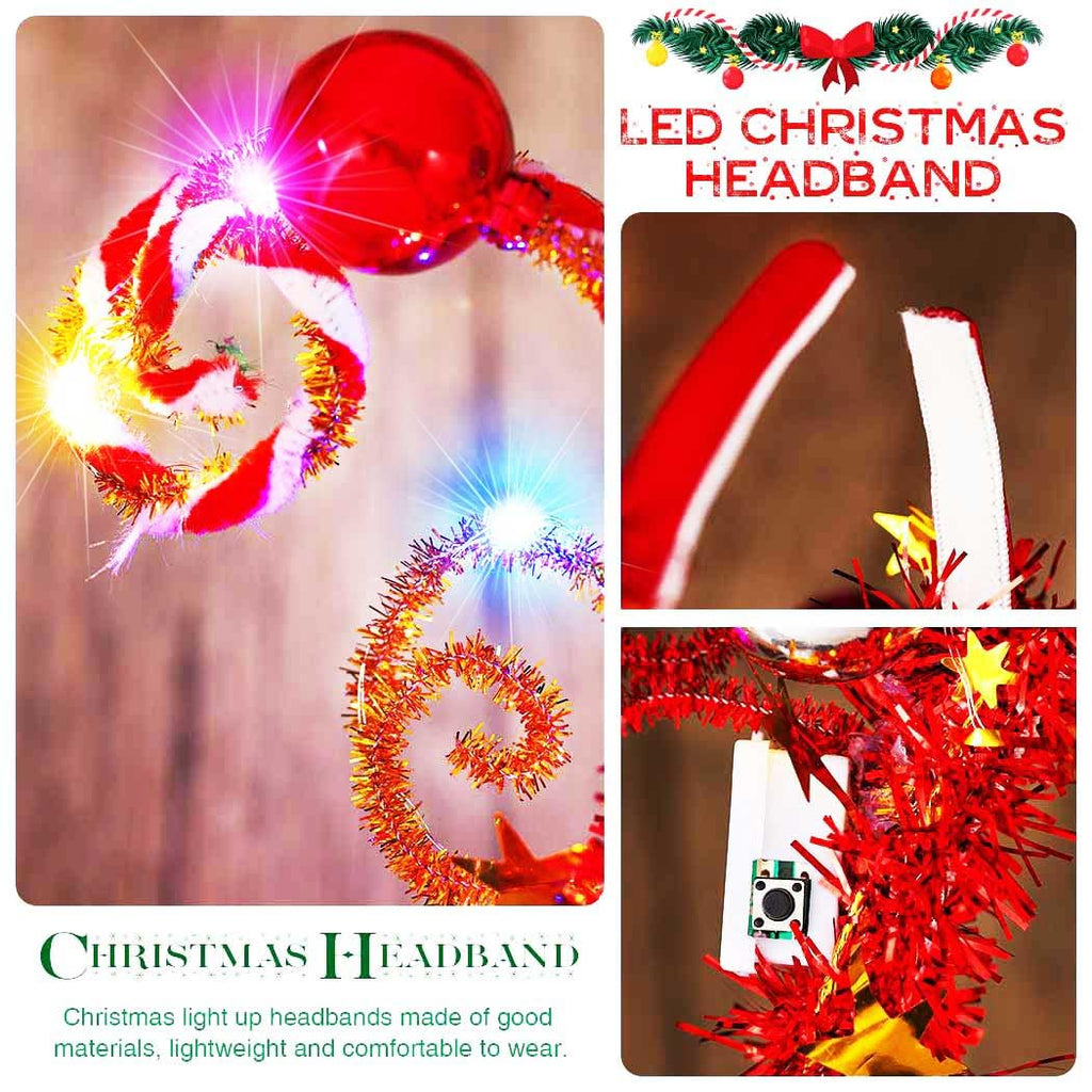 GORTIN Light Up Christmas Ball Headband - LED Candy Cane Holiday Hair Accessory