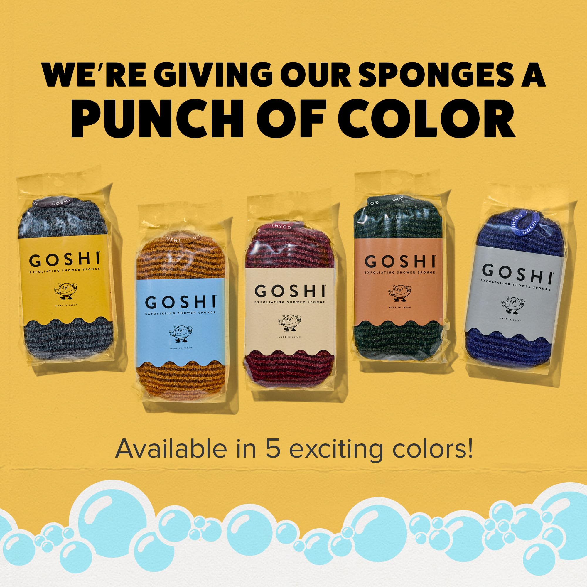 GOSHI Exfoliating Shower Sponge – Rip-Resistant, Rapid-Dry (Japan Made)