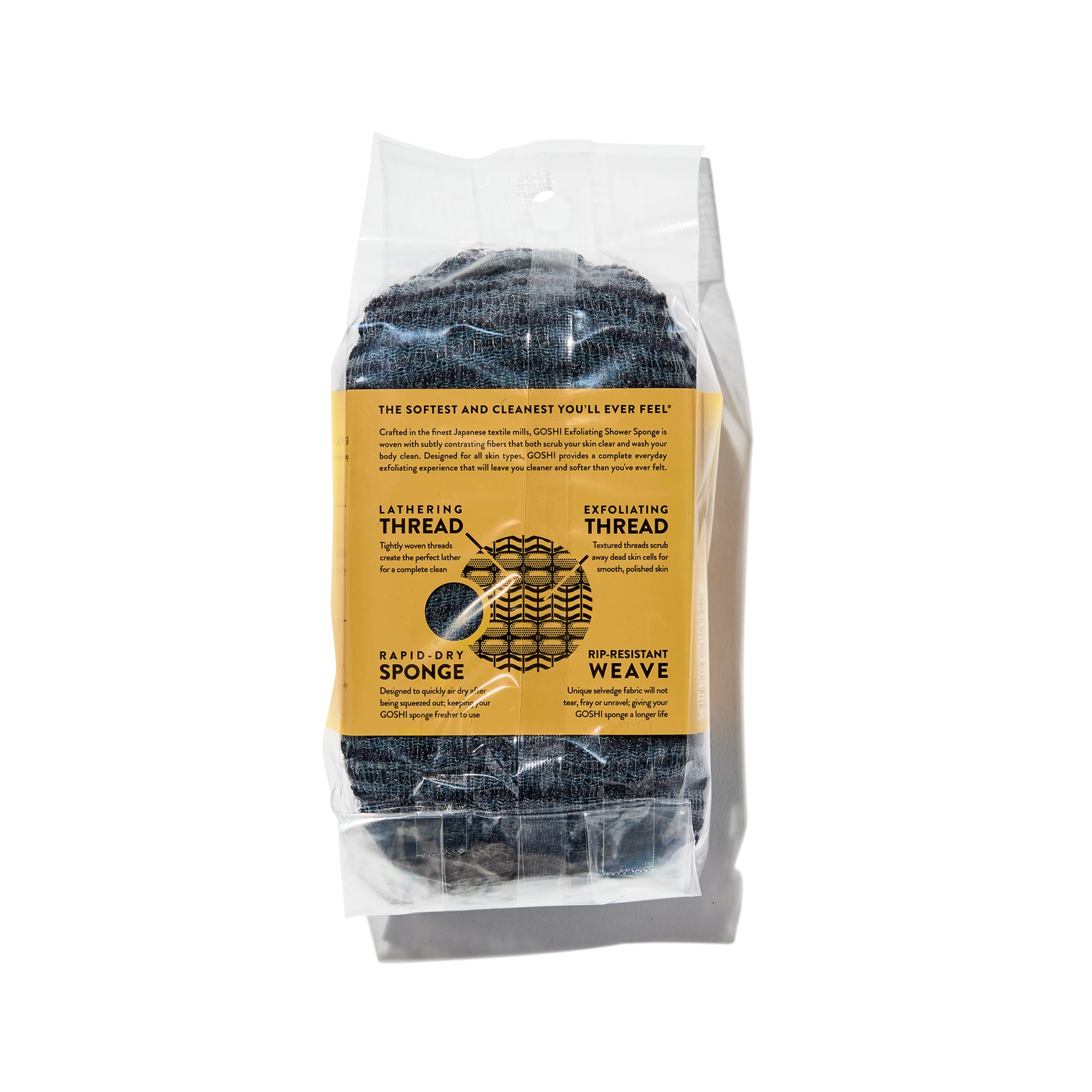 GOSHI Exfoliating Shower Sponge – Rip-Resistant, Rapid-Dry (Japan Made)