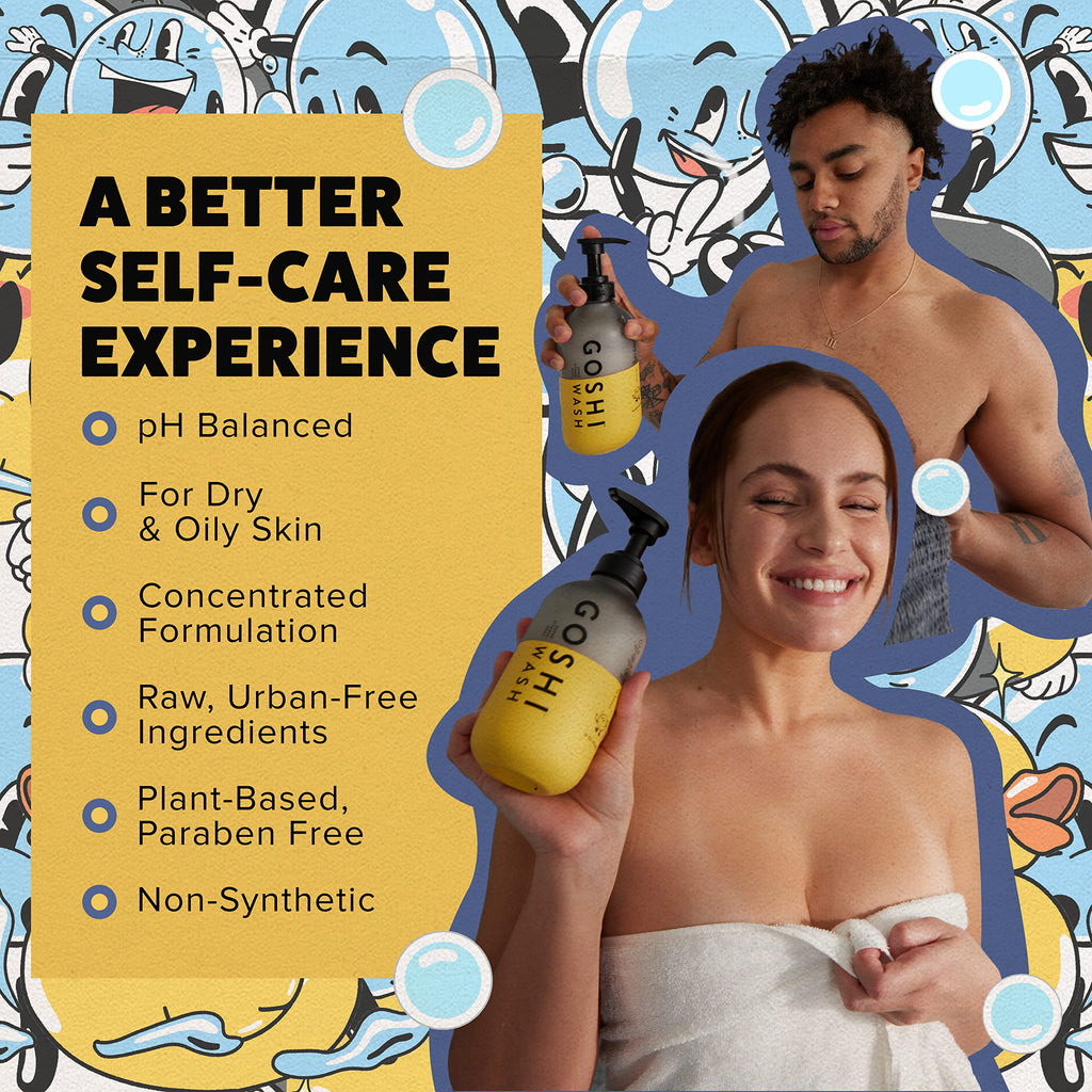 GOSHI Super Vitamin Body Wash 3.4 oz – pH-Balanced Exfoliating Cleanser for All Skin Types