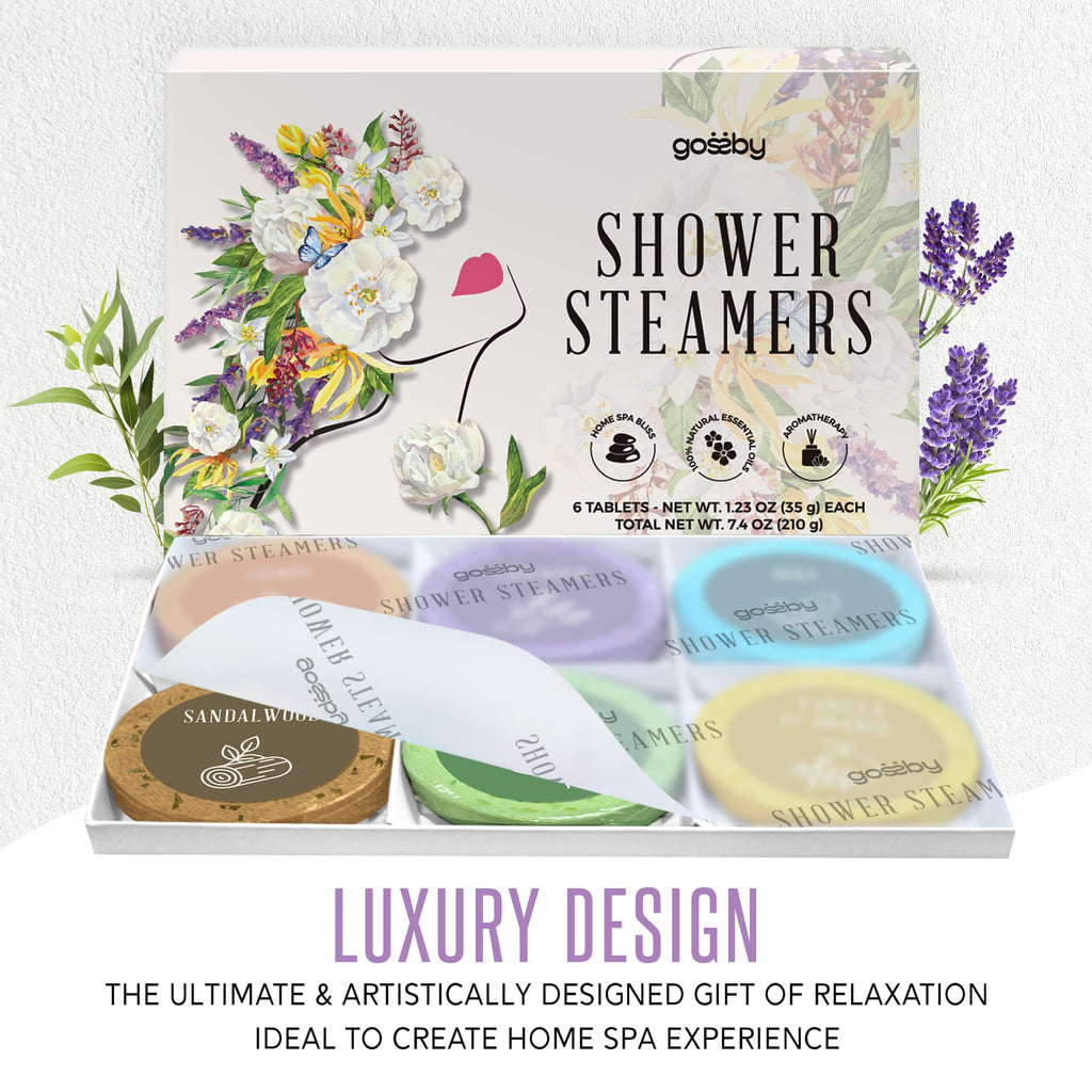 GOSSBY Shower Steamers Aromatherapy 6 Pack | Relaxing Home Spa Gift Set