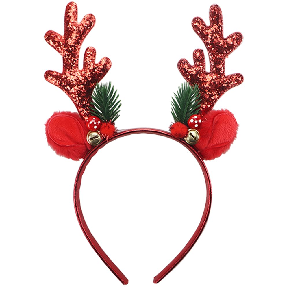 Gosuoa Christmas Headbands for Women – Red Reindeer Antlers