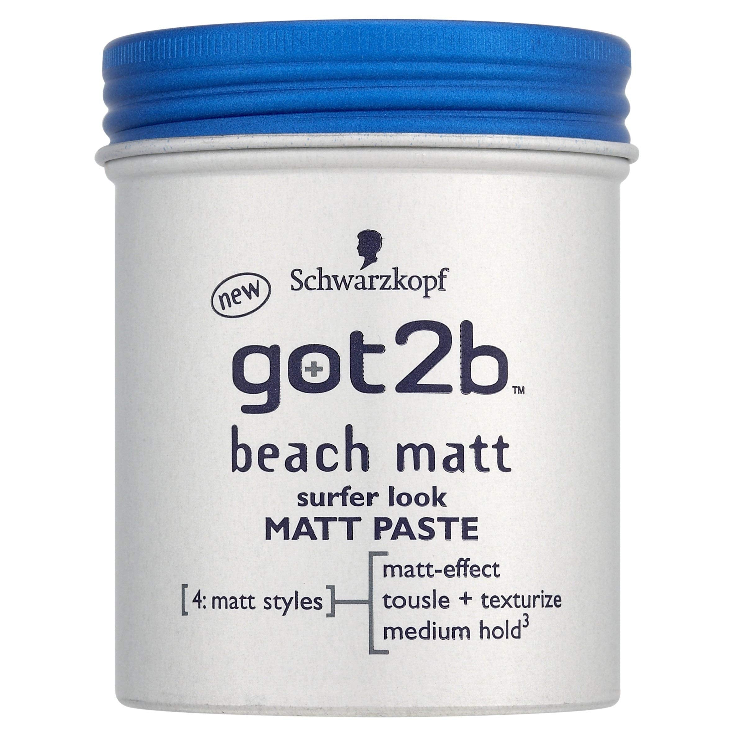 Schwarzkopf got2b Beach Matt Surfer Look Paste 100ml (Pack of 2) | Matte Texture, Medium Hold