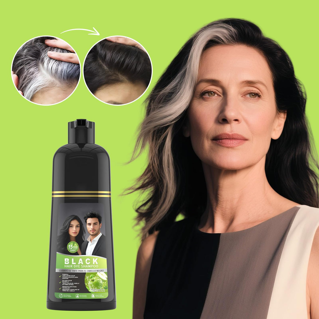 gowwim Black Hair Dye Shampoo – Plant-Based Instant Grey Coverage (Black5)