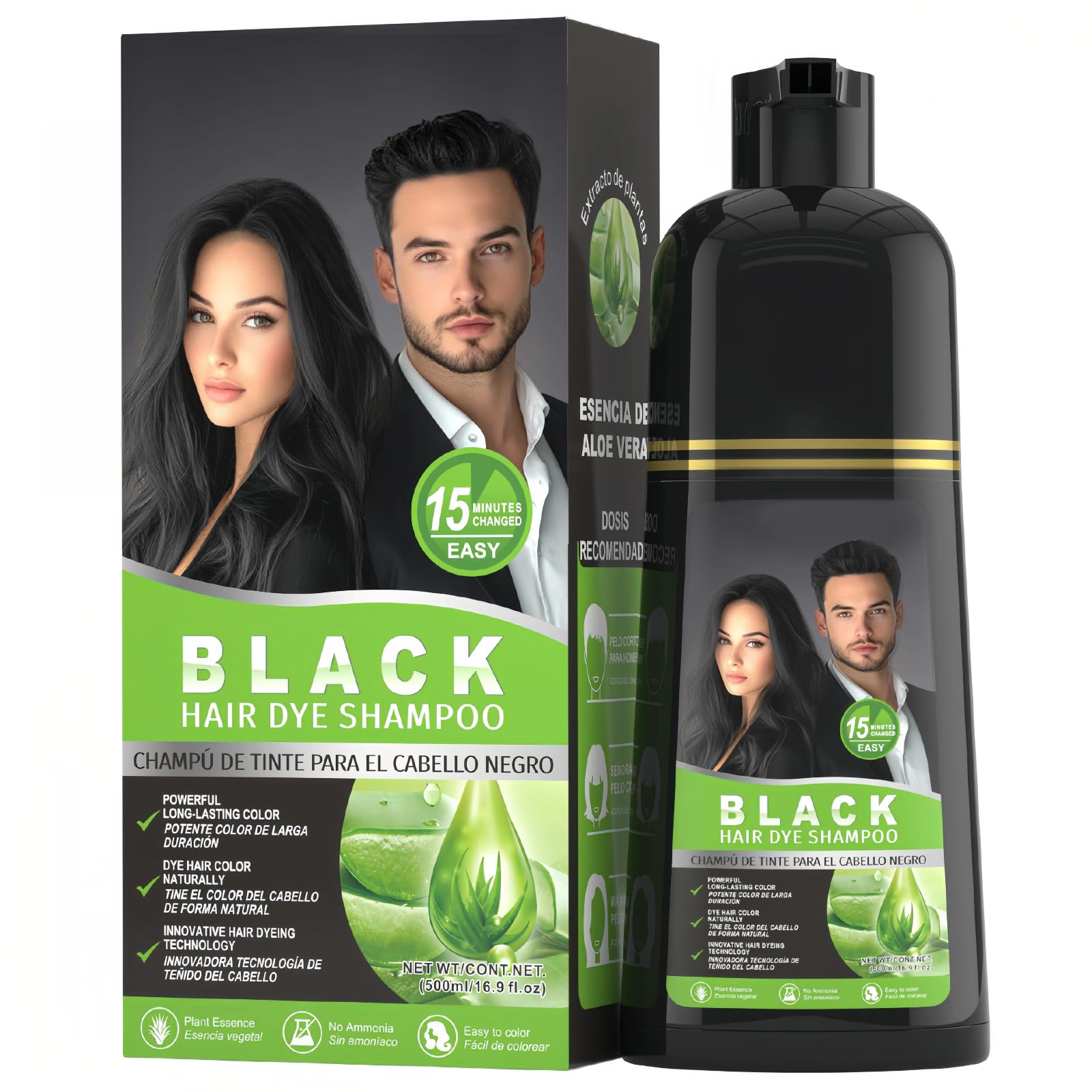 gowwim Black Hair Dye Shampoo – Plant-Based Semi-Permanent Gray Coverage