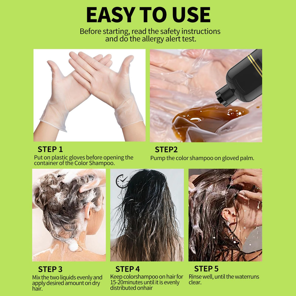 gowwim Black Hair Dye Shampoo – Plant-Based Instant Grey Coverage (Black5)