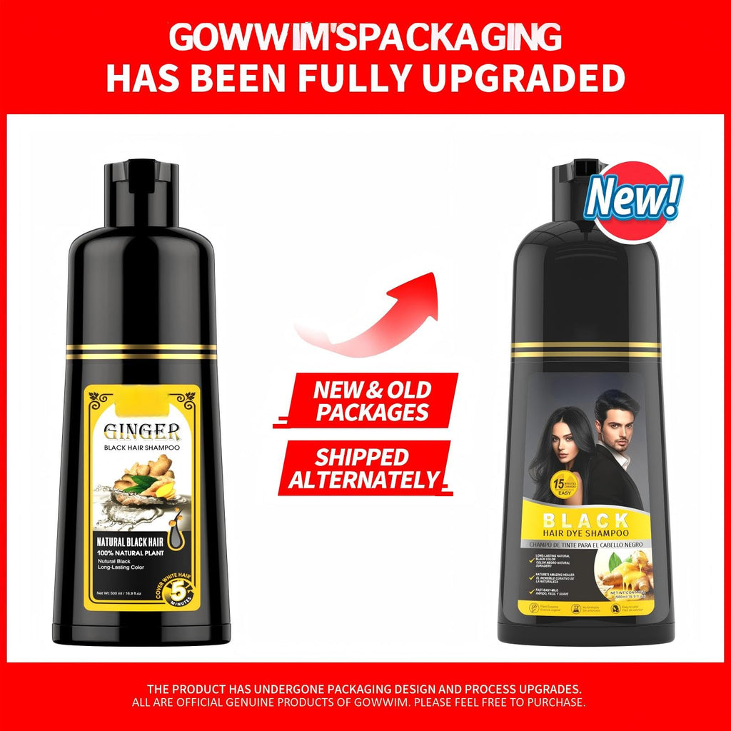 Gowwim Ginger Black Semi-Permanent Hair Dye Shampoo – Quick 5-Min Color, 500ml