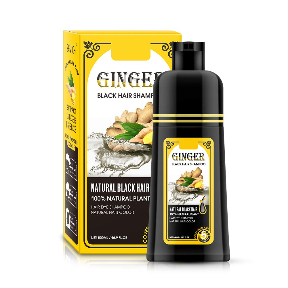 Gowwim Ginger Black Semi-Permanent Hair Dye Shampoo – Quick 5-Min Color, 500ml
